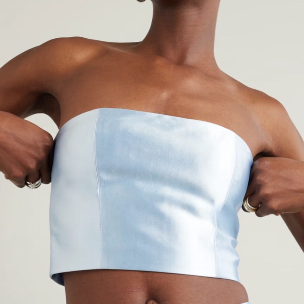 NWT Rotate Birger Christensen Cropped stretch-satin bandeau top